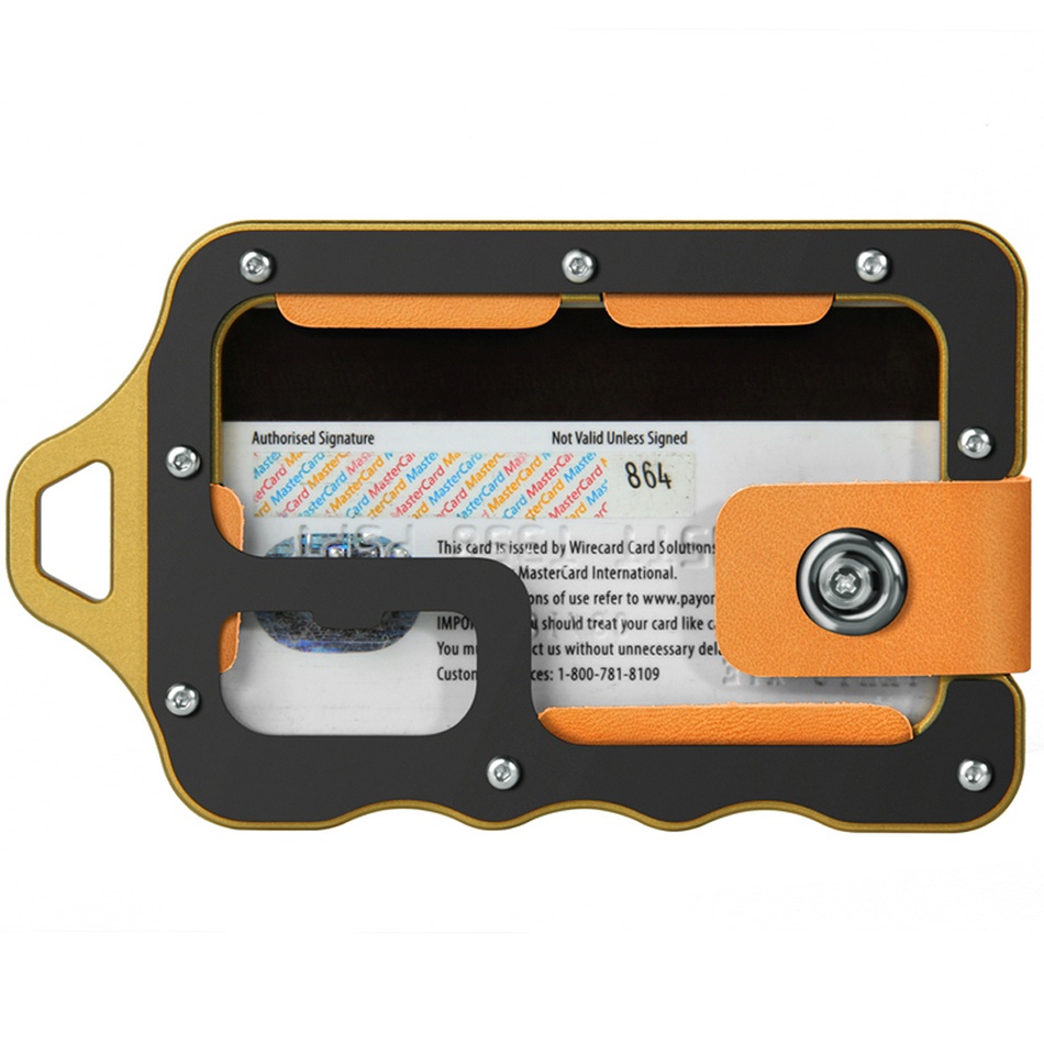 Metal hollowed-out Leather Card Holder